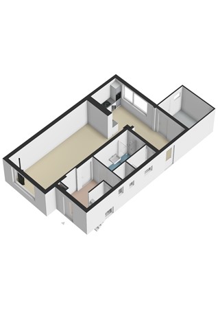 Plattegrond - Brunahildestraat 74, 6443 XJ Brunssum - Brunahildestraat 74 Brunssum - Begane grond 3D.jpg
